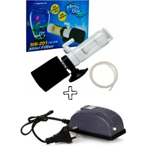 Canlı Petshop Mini Akvaryum ve Fanuslar Için Temizlik Sistemi (Hava Motoru+Hortum+Pipo Filtre) Komple Set