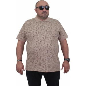 Erkek Büyük Beden Polo Yaka Tişört Leaf 24457 Bej