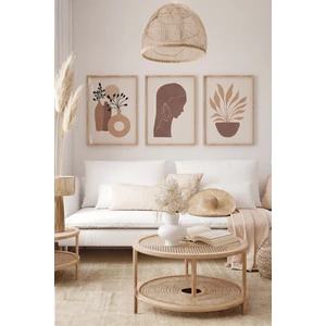 Gerçek Ahşap Çerçeveli 3 Parça 3D Poster Tablo Seti