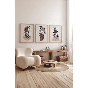 Gerçek Ahşap Çerçeveli 3 Parça 3D Poster Tablo Seti