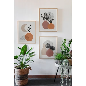Gerçek Ahşap Çerçeveli 3 Parça 3D Poster Tablo Seti
