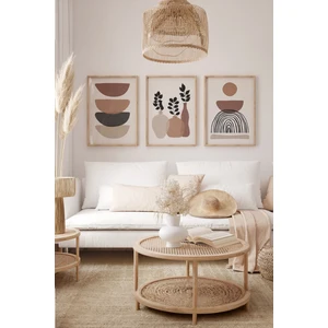 Gerçek Ahşap Çerçeveli 3 Parça 3D Poster Tablo Seti