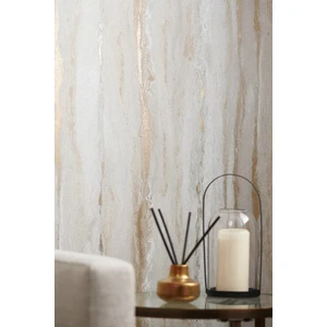 Bien Exclusive 5365 Metalik Altın ile Soğuk Gri Akan Desen Duvar Kağıdı 5,30 M²