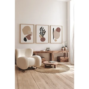 Gerçek Ahşap Çerçeveli 3 Parça 3D Poster Tablo Seti
