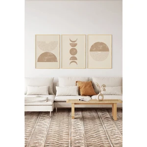 Gerçek Ahşap Çerçeveli 3 Parça 3D Poster Tablo Seti