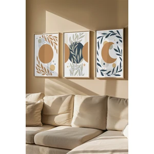 Gerçek Ahşap Çerçeveli 3 Parça 3D Poster Tablo Seti