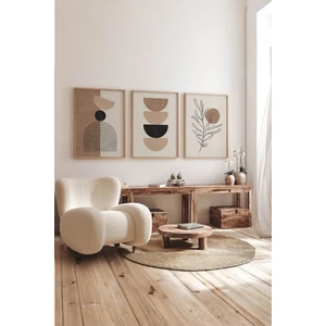 Gerçek Ahşap Çerçeveli 3 Parça 3D Poster Tablo Seti