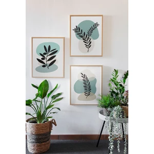 Gerçek Ahşap Çerçeveli 3 Parça 3D Poster Tablo Seti