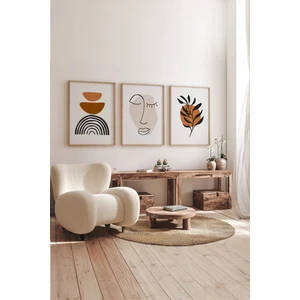 Gerçek Ahşap Çerçeveli 3 Parça 3D Poster Tablo Seti