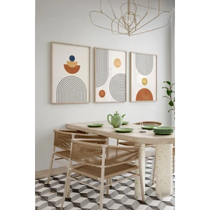 Gerçek Ahşap Çerçeveli 3 Parça 3D Poster Tablo Seti