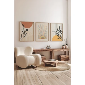Gerçek Ahşap Çerçeveli 3 Parça 3D Poster Tablo Seti