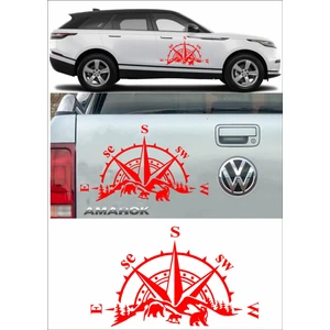 Sticker Usta Pusula Dağ Orman Ayı Kamp Adventure Offroad Araba Oto Karavan Sticker S47