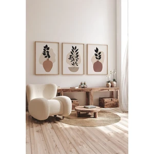 Gerçek Ahşap Çerçeveli 3 Parça 3D Poster Tablo Seti