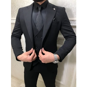 Erkek Siyah Italyan Kesim Slim Fit Takım Elbise TKMELBS-8682