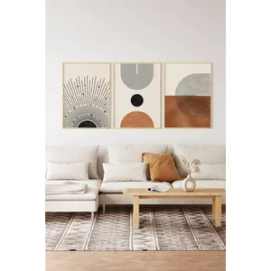 Gerçek Ahşap Çerçeveli 3 Parça 3D Poster Tablo Seti