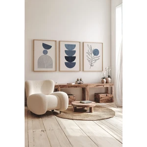 Gerçek Ahşap Çerçeveli 3 Parça 3D Poster Tablo Seti