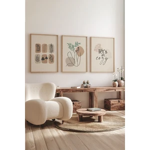 Gerçek Ahşap Çerçeveli 3 Parça 3D Poster Tablo Seti