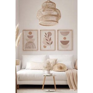 Gerçek Ahşap Çerçeveli 3 Parça 3D Poster Tablo Seti
