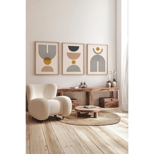 Gerçek Ahşap Çerçeveli 3 Parça 3D Poster Tablo Seti