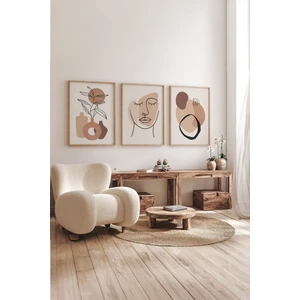 Gerçek Ahşap Çerçeveli 3 Parça 3D Poster Tablo Seti