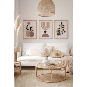 Gerçek Ahşap Çerçeveli 3 Parça 3D Poster Tablo Seti