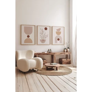 Gerçek Ahşap Çerçeveli 3 Parça 3D Poster Tablo Seti