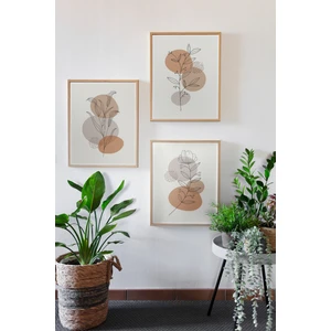 Gerçek Ahşap Çerçeveli 3 Parça 3D Poster Tablo Seti
