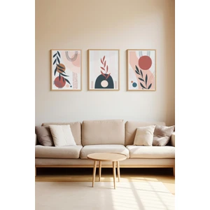 Gerçek Ahşap Çerçeveli 3 Parça 3D Poster Tablo Seti