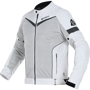 Nukrowear City Beyaz Yazlık Fileli Erkek Motosiklet Ceketi