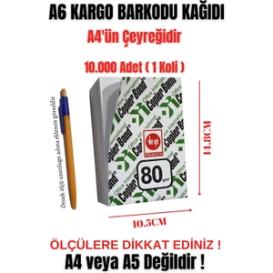 A6 Fotokopi Kağıdı 10.000 Adet - (A4'ün Çeyreğidir) Lazer Yazıcılar Için E-Ticaret Kargo Barkodu Ebatında