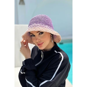 Remsa Mayo El Örgüsü Hasır Şapka RŞ-102 Lila Pudra