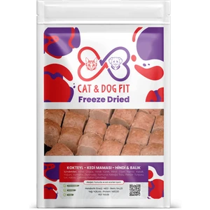 Cat & Dog Fit Freeze-Dry Kokteyl Kedi Maması Hindi & Balık Tüm Yaş Gruplarına Uygun %100 Organik Mama