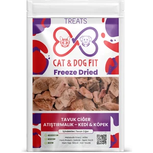 Cat & Dog Fit Freeze-Dry Tavuk Ciğer Kedi Köpek  %100 Doğal Katkısız Ödül Maması