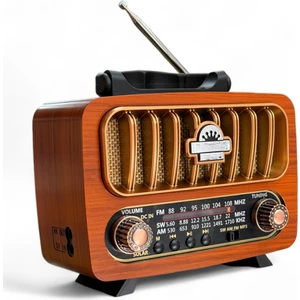 Royal Trend Nostaljik Trend Radyo USB Sd Aux Bluetooth Destekli Solar Panelli Şarjlı + Pilli Nostalji Radyo