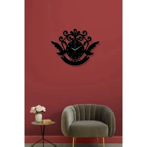 Ensa Design Kuğu Motifli Ahşap Duvar Saati - Kuğulu Duvar Saati - Salon Modern Duvar Saati 50X38CM