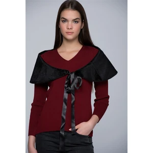 7434303 Kürk Önden Bağlamalı Omuz Atkısı SIYAH