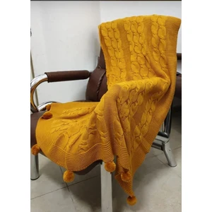 Baladi Home Ponponlu Triko Tv-Diz Battaniyesi 130*170 cm ve Koltuk Için   Triko