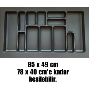 85x49 cm_Antrasit  mikro kabartma desenli çekmece içi kaşıklık, ücretsiz kesim