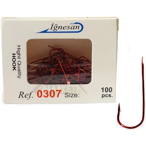 0307 Serisi Kırmızı Çapraz 100LÜ Paket Olta Iğnesi - No-10