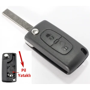 Peugeot Partner 207 307 308 407 Uyumlu Kumanda Kabı Anahtar Kabı Oto Anahtarlık Pil Yataklı Logolu
