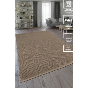 Fox Home Labirent Saçaklı Dokuma Şönil Kaymaz Taban Pamuk Yıkanabilir Vizon Salon Halısı Yolluk Mutfak Halısı Kilim