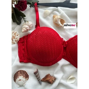 Straplez Balenli Destekli Dantelli Sütyen Lotus