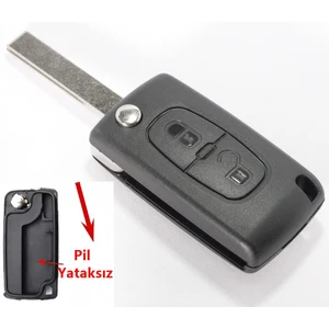 Peugeot Partner 207 307 308 407 Uyumlu Kumanda Kabı Anahtar Kabı Oto Anahtarlık Pil Yataksız Logolu