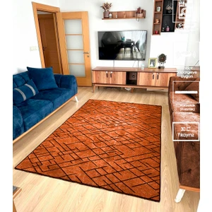 Fox Home Zikzak Saçaklı Dokuma Şönil Kaymaz Taban Pamuk Yıkanabilir Kiremit Salon Halısı Yolluk Mutfak Halısı Kilim