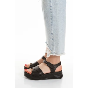 Iç Dış  Deri Platform Taban Kadın Sandalet