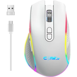 Nova Air V1 Kablosuz 10000 Dpi Pixart PMW3325 Sensör Makro Yazılımlı & 8 Tuşlu RGB Kablosuz Gaming Mouse - Beyaz (2.4 GHz Kablosuz + BT5.1 + Type-C ile Kullanım Desteği)