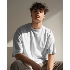 Helios Haute Unisex Pamuklu Likralı Bisiklet Yaka Relaxed Fit Basic Tişört Düz