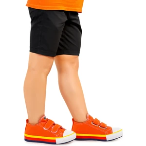 Kiko Kids Linen Cırtlı Erkek Çocuk Keten Ayakkabı Turuncu