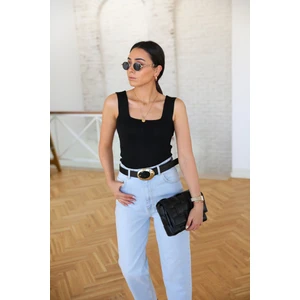 Jose Clothing Kadın Kare Yaka Kalın Askılı Triko Bluz