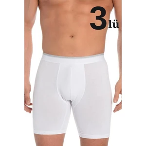 3'lü Paket Erkek Uzun Paçalı Likralı Boxer Beyaz - 2xl